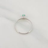 Anillo Solitario Esmeralda 0.21pts 1.2g / T7 Oro Blanco 18K