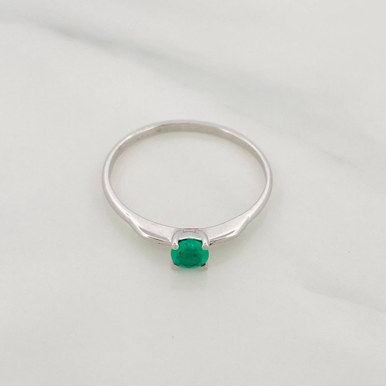 Anillo Solitario Esmeralda 0.21pts 1.25g / T6 1/2 Oro Blanco 18K
