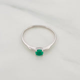 Anillo Solitario Esmeralda 0.21pts 1.25g / T6 1/2 Oro Blanco 18K