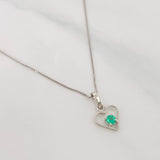 Set Cadena Veneciana + Dije Corazon Esmeralda 0.7pts / 1.65g / 45cm Oro Blanco 18K