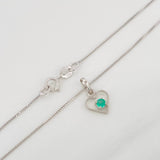 Set Cadena Veneciana + Dije Corazon Esmeralda 0.7pts / 1.65g / 45cm Oro Blanco 18K