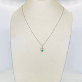 Set Cadena Veneciana + Dije Corazon Esmeralda 0.7pts / 1.35g / 45cm Oro Blanco 18K