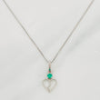 Set Cadena Veneciana + Dije Corazon Partido Esmeralda 0.7pts / 1.45g / 45cm Oro Blanco 18K