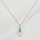Set Cadena Veneciana + Dije Corazon Partido Esmeralda 0.7pts / 1.45g / 45cm Oro Blanco 18K