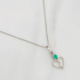 Set Cadena Veneciana + Dije Corazon Partido Esmeralda 0.7pts / 1.45g / 45cm Oro Blanco 18K