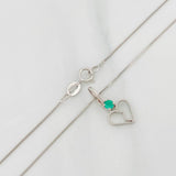 Set Cadena Veneciana + Dije Corazon Partido Esmeralda 0.7pts / 1.45g / 45cm Oro Blanco 18K