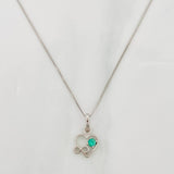 Set Cadena Veneciana + Dije Corazon Infinito Esmeralda 0.5pts / 1.4g / 45cm Oro Blanco 18K