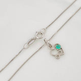 Set Cadena Veneciana + Dije Corazon Infinito Esmeralda 0.5pts / 1.4g / 45cm Oro Blanco 18K