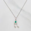 Set Cadena Veneciana + Dije Nota Musical Esmeralda 0.9pts / 1.5g / 45cm Oro Blanco 18K
