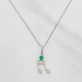 Set Cadena Veneciana + Dije Nota Musical Esmeralda 0.9pts / 1.5g / 45cm Oro Blanco 18K