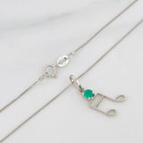 Set Cadena Veneciana + Dije Nota Musical Esmeralda 0.9pts / 1.5g / 45cm Oro Blanco 18K