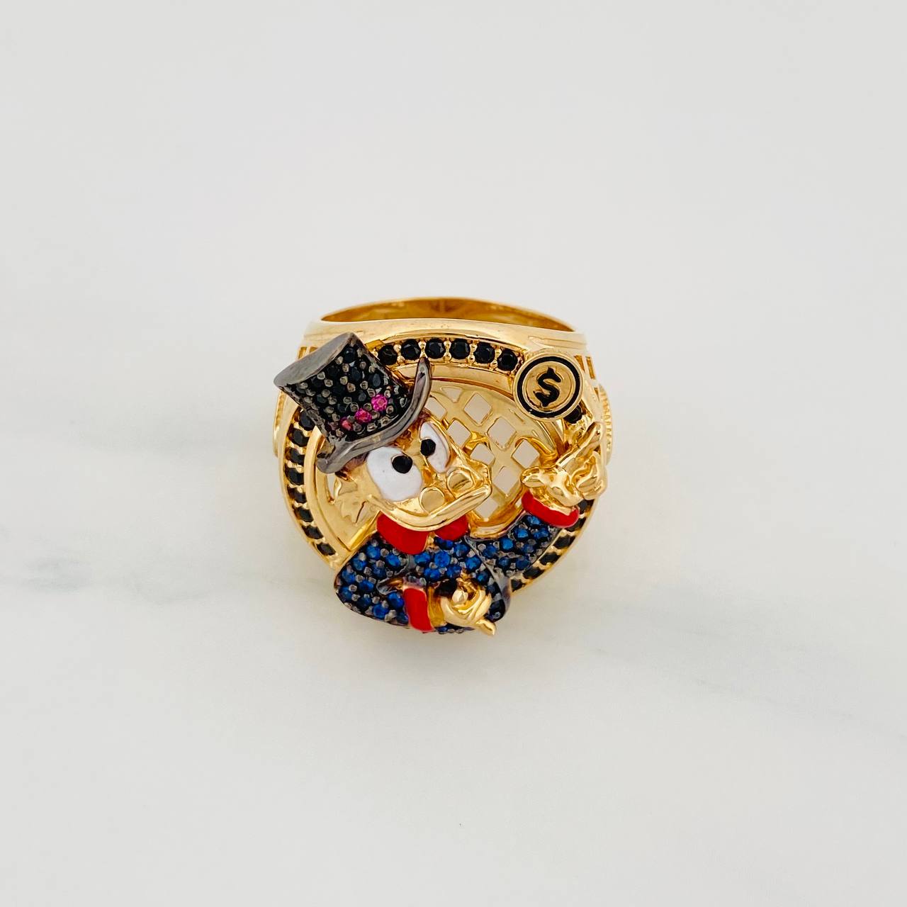 Anillo Pato Inspirado 10.8g / T5 Dos Oros Negro Amarillo 18K