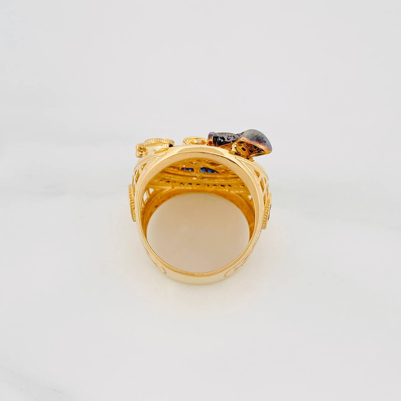Anillo Pato Inspirado 10.8g / T5 Dos Oros Negro Amarillo 18K