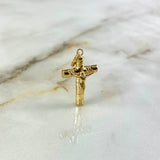 Dije Cruz Cristo 1.3gr / 3.3cm / Baston Rayado Oro Amarillo *