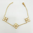 Pulso Aro Seguido Flor Real Nacar Blanco 5.95gr / 18cm-19cm / 14mm Oro Amarillo 18K