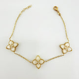 Pulso Aro Seguido Flor Real Nacar Blanco 5.95gr / 18cm-19cm / 14mm Oro Amarillo 18K