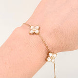 Pulso Aro Seguido Flor Real Nacar Blanco 5.95gr / 18cm-19cm / 14mm Oro Amarillo 18K