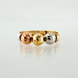 Anillo Trio Bolas Diamantado   1.5gr / T6 1/2 / Tres Oros 18K *