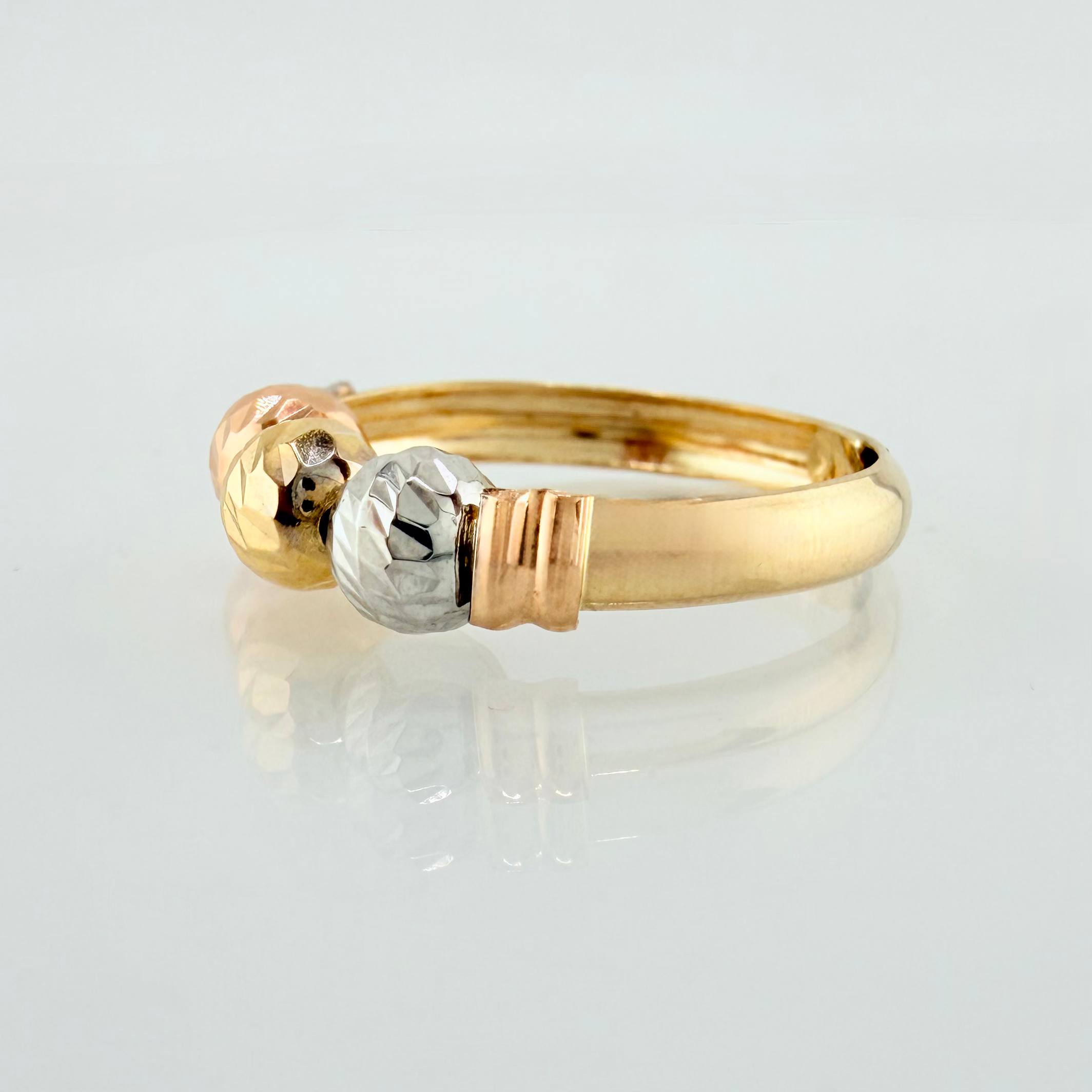 Anillo Trio Bolas Diamantado   1.5gr / T6 1/2 / Tres Oros 18K *