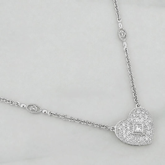 Cadena Aro Seguido Corazon Diamantes 25Pts 8.75 g / 41 cm / 1.23 mm Oro Blanco 18K
