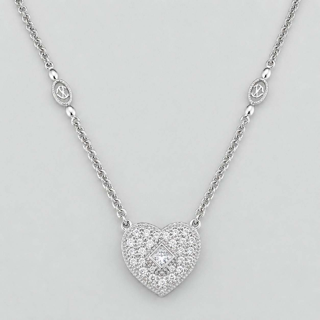 Cadena Aro Seguido Corazon Diamantes 25Pts 8.75 g / 41 cm / 1.23 mm Oro Blanco 18K