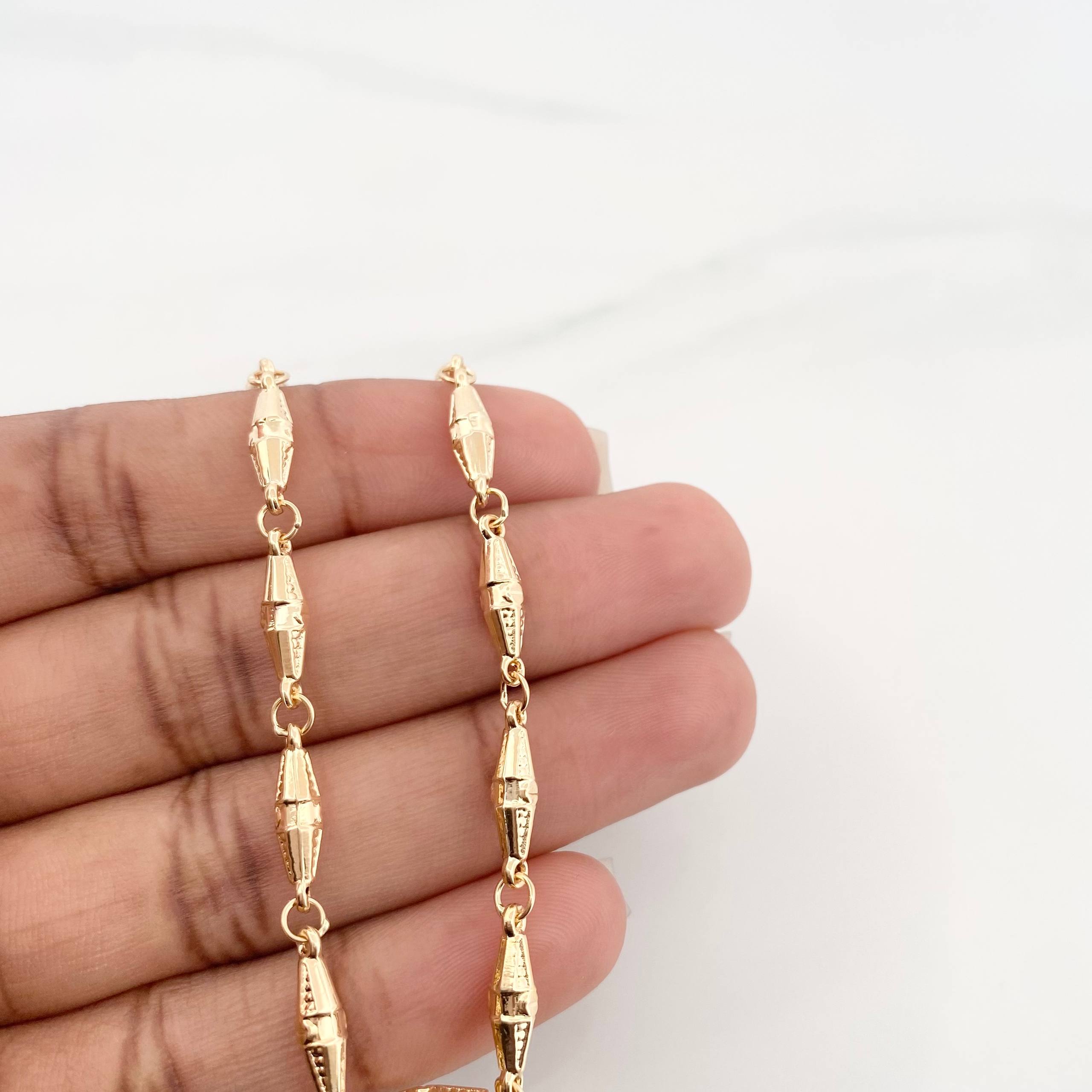 Tobillera Rustica Dubai 4.4g / 26cm / 3.7mm Oro Amarillo 18K