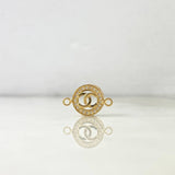 Herraje Circulo Ola Cruzada 1.25gr / 1.6cm / Circones Blancos Oro Amarillo