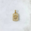 Dije Placa Corona RX 4.95gr / 2.8cm / Rectangulo Basteado Circones Blancos Oro Amarillo