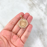 Dije Medalla Corona RX 7.05gr / 3.5cm / Circones Blancos Oro Rosa