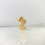Dije Signo Dólar 2.95gr / 3cm / Circones Blancos Oro Amarillo