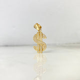 Dije Signo Dólar 2.95gr / 3cm / Circones Blancos Oro Amarillo
