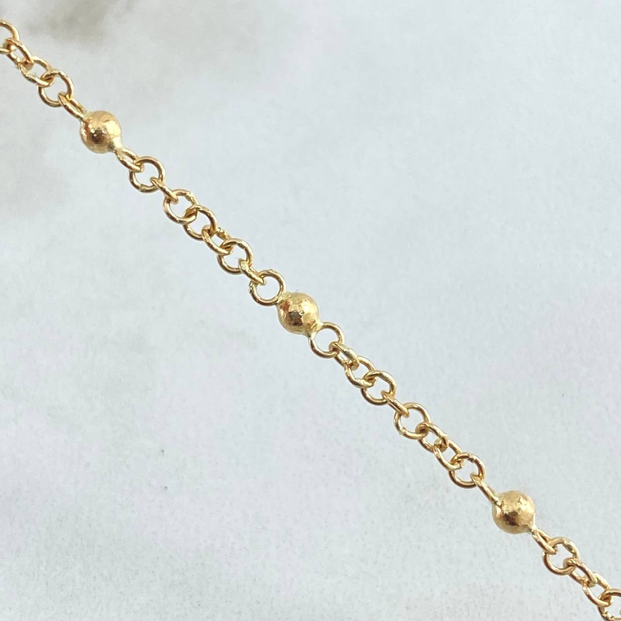 Tobillera Denario Virgen Milagrosa Crúz 4.35gr / 24.5cm / Oro 18K