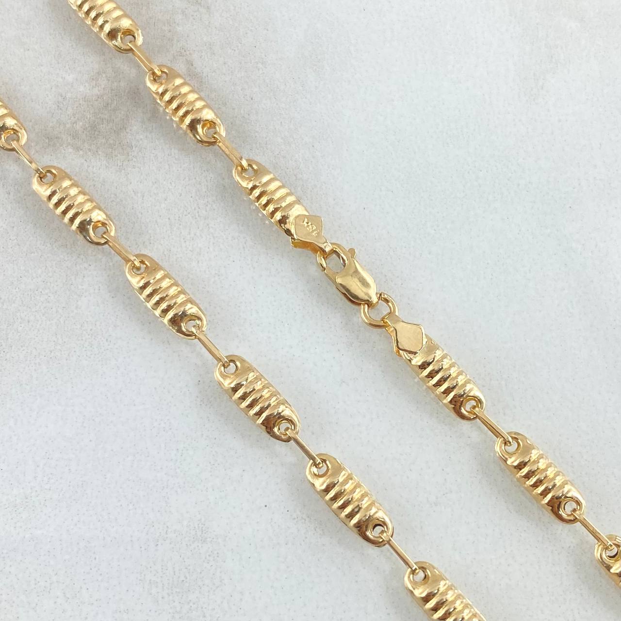 Cadena Rustica Barril Rayado 7.5gr / 60cm / Oro 18K
