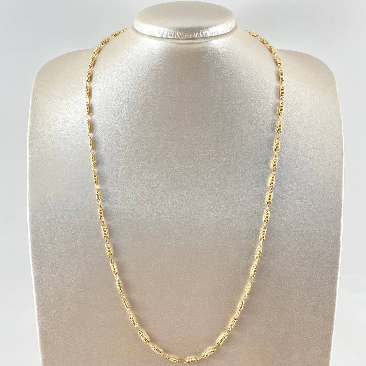 Cadena Rustica Barril Rayado 7.4gr / 60cm / Oro 18K