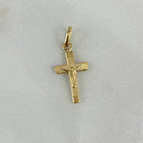Dije Cruz Cristo 0.45gr / 2.3cm / Borde Rayado Oro Amarillo