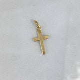 Dije Cruz 0.4gr / 2.3cm / Borde Rayado Oro AmarilloႣ