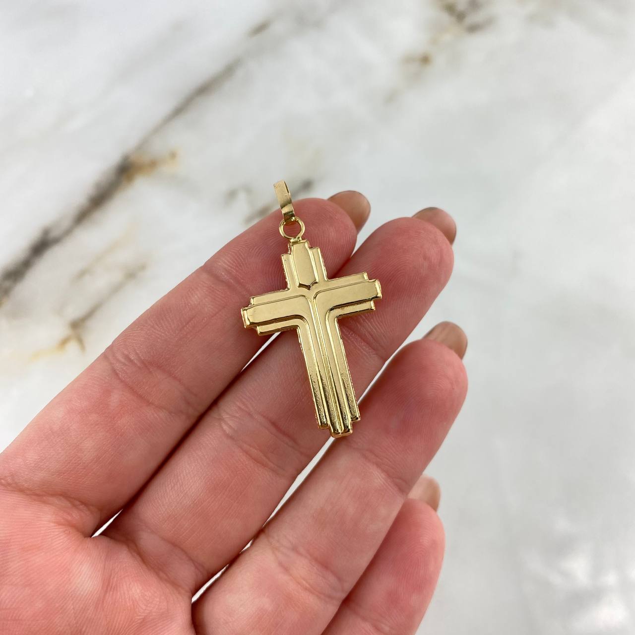 Dije Cruz Cristo 1.9gr / 4.1cm / En Relieve Oro Amarillo