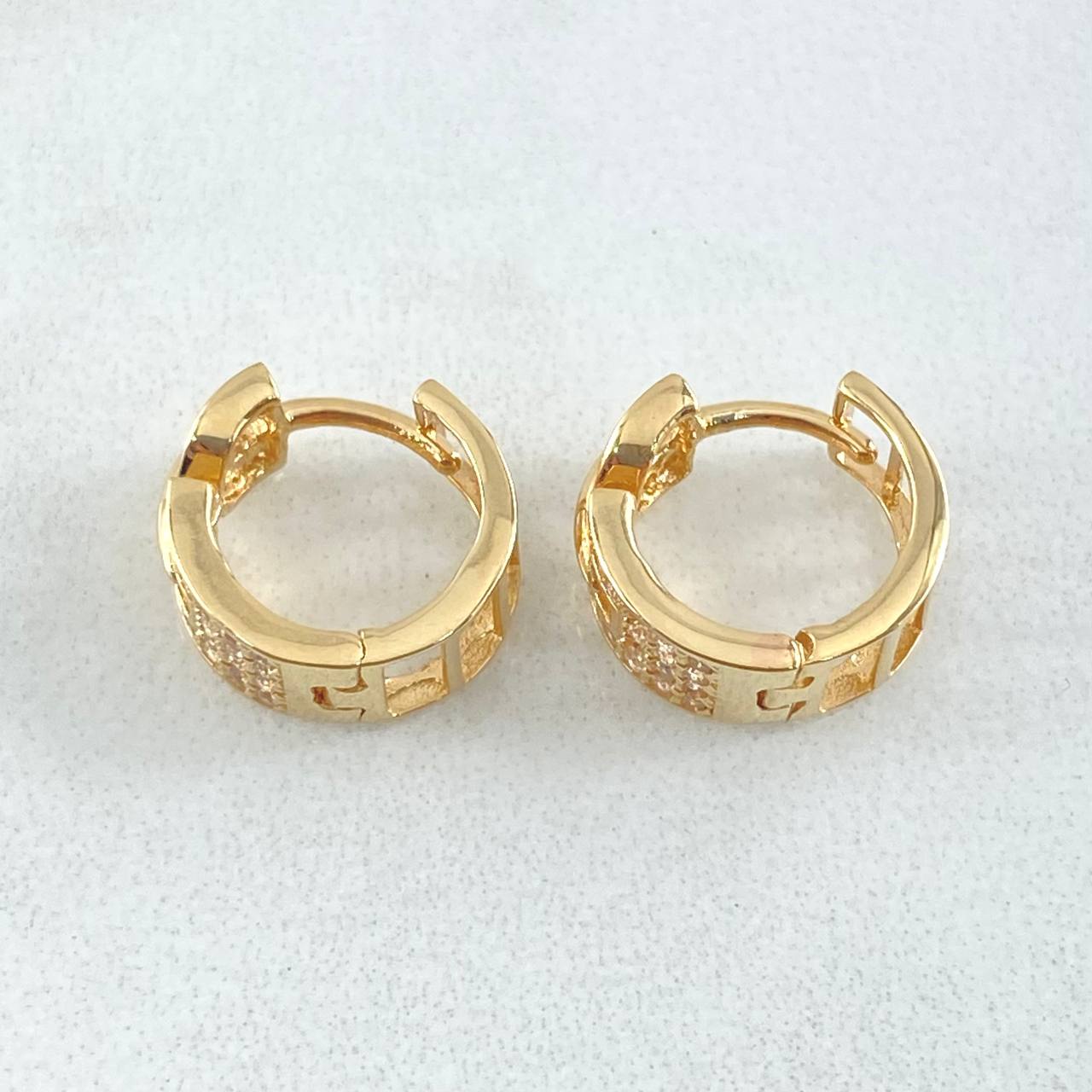 Candongas Carril Cinturon Tupido 2.9gr / 1cm / Oro 18K