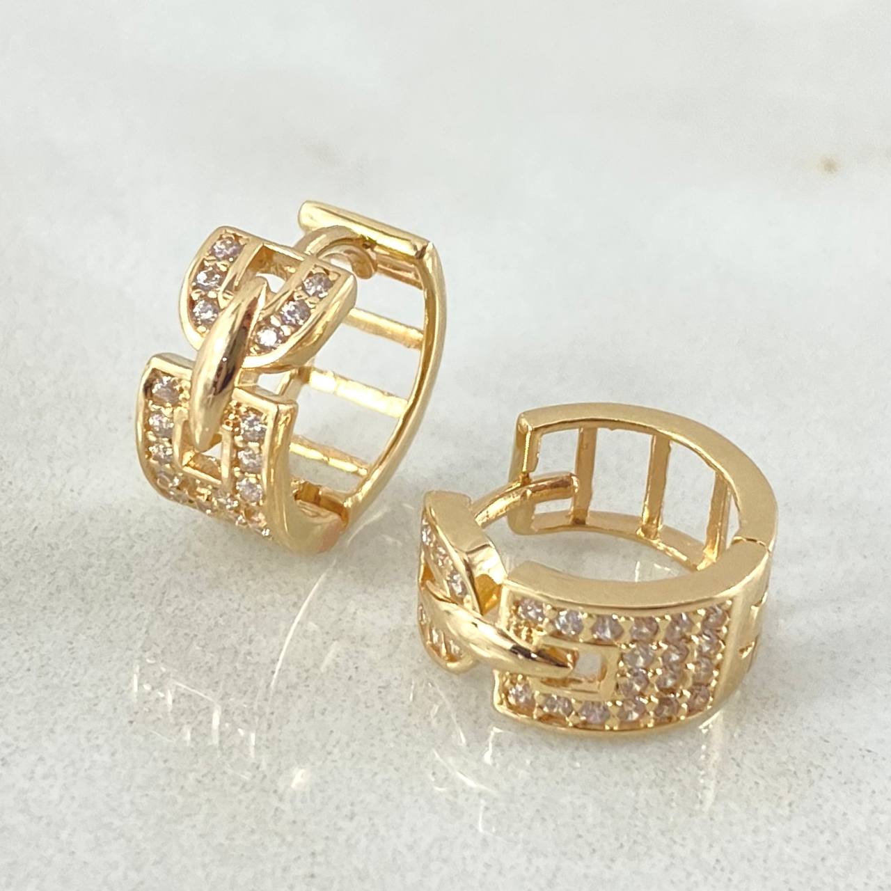 Candongas Carril Cinturon Tupido 2.9gr / 1cm / Oro 18K