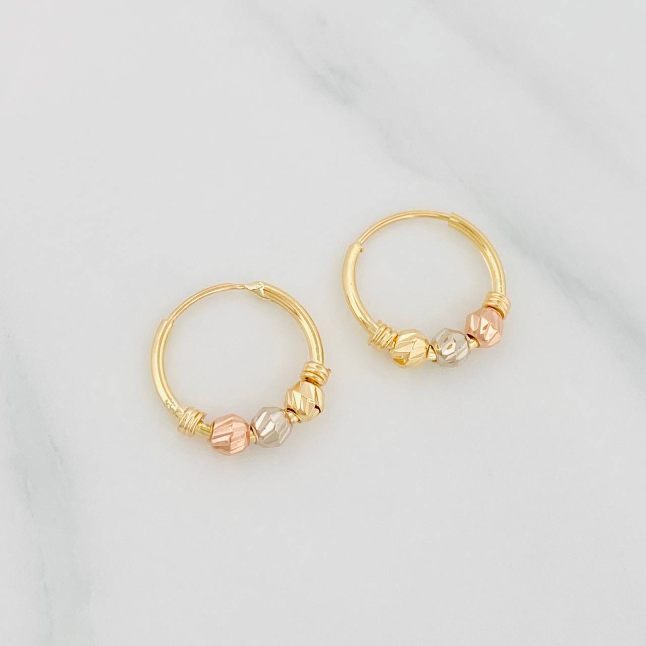 Candongas Trio 0.9g / 1.2cm Tres Oros 18K