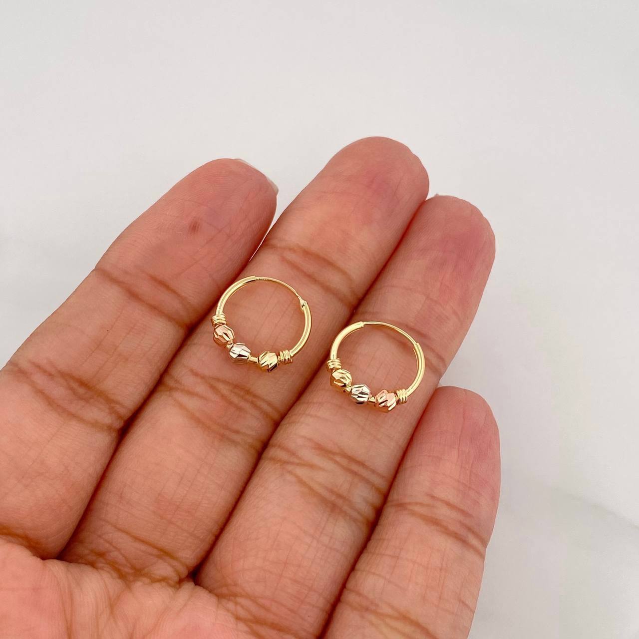 Candongas Trio 0.9g / 1.2cm Tres Oros 18K