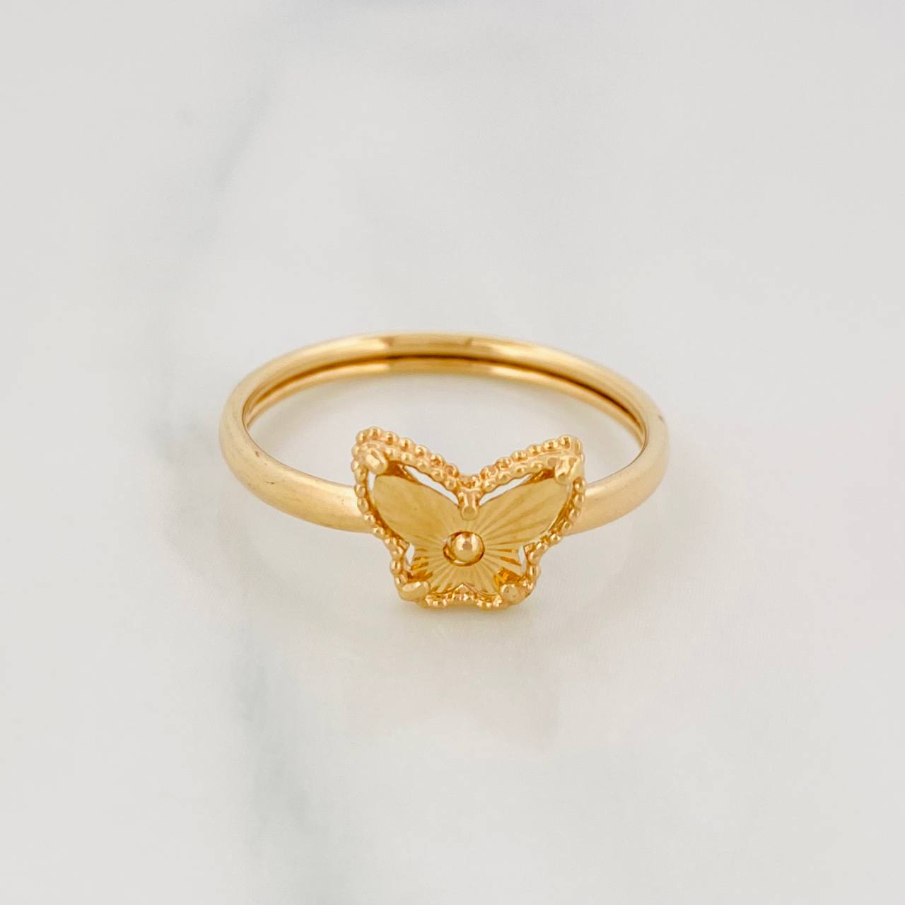 Anillo Mariposa Diamantada 1g / T6 3/4 Oro Amarillo 18K