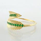 Anillo Abrazo Laurel Esmeraldas 38pts 1.95gr / T5 3/4 / Oro Amarillo 18K *