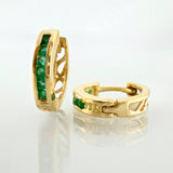 Candongas Carril Encerrado Esmeraldas 35pts 3.1gr / 1.4cm / Oro Amarillo 18K *