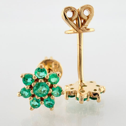 Topos Flor Fugaz Esmeraldas 29pts 1.45gr / 6.5mm Oro Amarillo 18K *