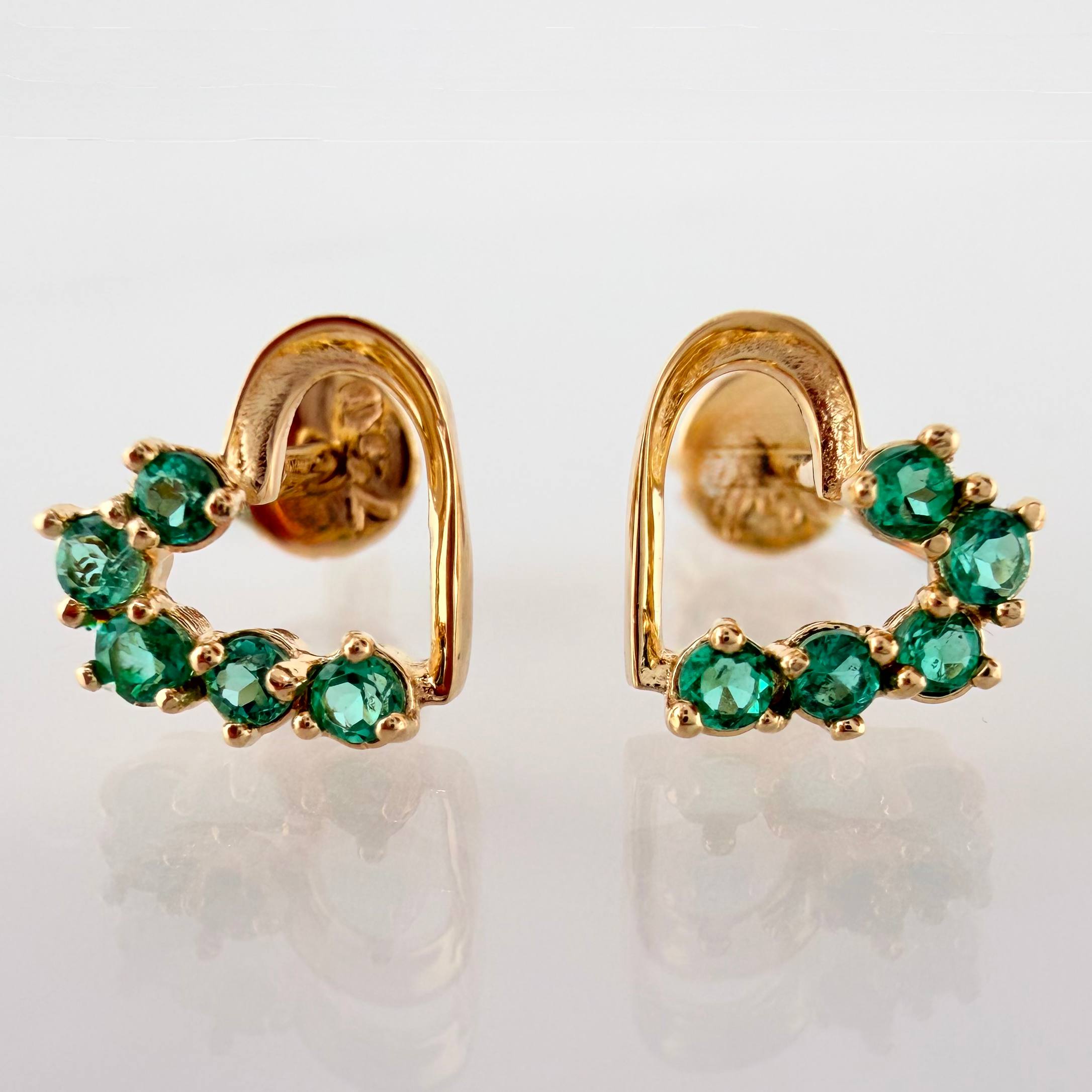 Topos Corazon Parcial Esmeraldas 21pts 1.6gr / 7.4mm Oro Amarillo 18K *