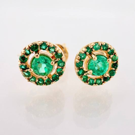 Topos Halo Circulo Esmeraldas 66pts 1.9gr / 7.2mm Oro Amarillo 18K *