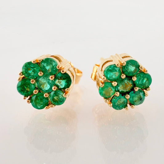 Topos Flor Canasta Esmeraldas 58pts 2.05gr / 6.6mm Oro Amarillo 18K *