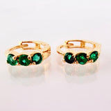 Candongas Trio Abultado Esmeraldas 31pts 1.65gr / 1.3cm / Oro Amarillo 18K *