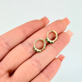 Candongas Trio Abultado Esmeraldas 31pts 1.65gr / 1.3cm / Oro Amarillo 18K *